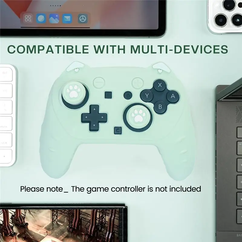 A42T-For Switch 2 Pro Anti-Slip Protective Cover Cute Cat Paw Controller Skin Grips Set Soft Comfortable Game Accessory