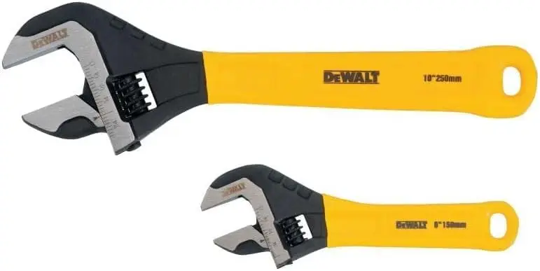 

2-Piece Adjustable Wrench Set with Non-Slip Grip, Yellow Color for Easy Handling