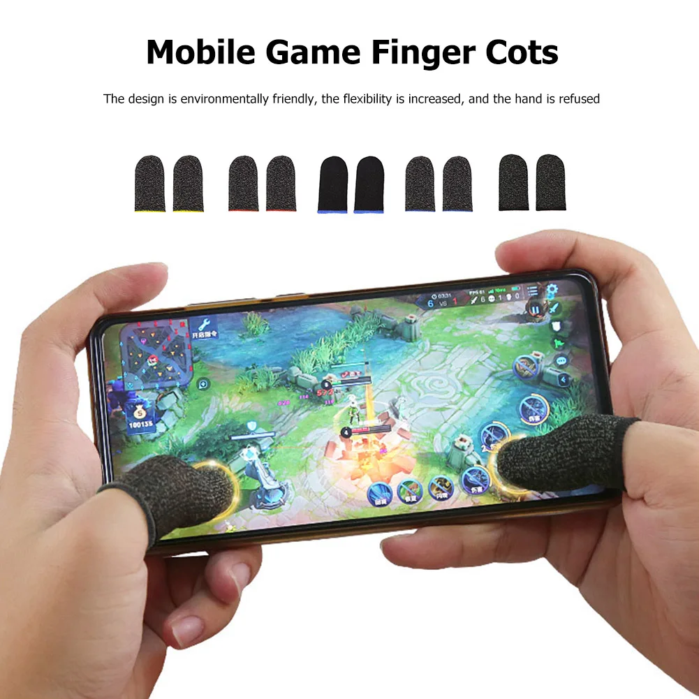 زوج واحد من غطاء الإصبع الذي يعمل باللمس بدون خياطة ومضاد للعرق وأكمام إصبع قابلة للتنفس للعبة الهاتف لـ League of Legend PUBG