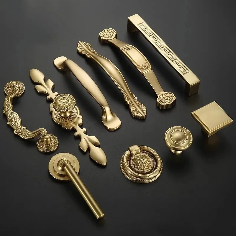 Brass Solid Pendant Cabinet Door Handle Chinese Antique Style Furniture Hardware Accessories