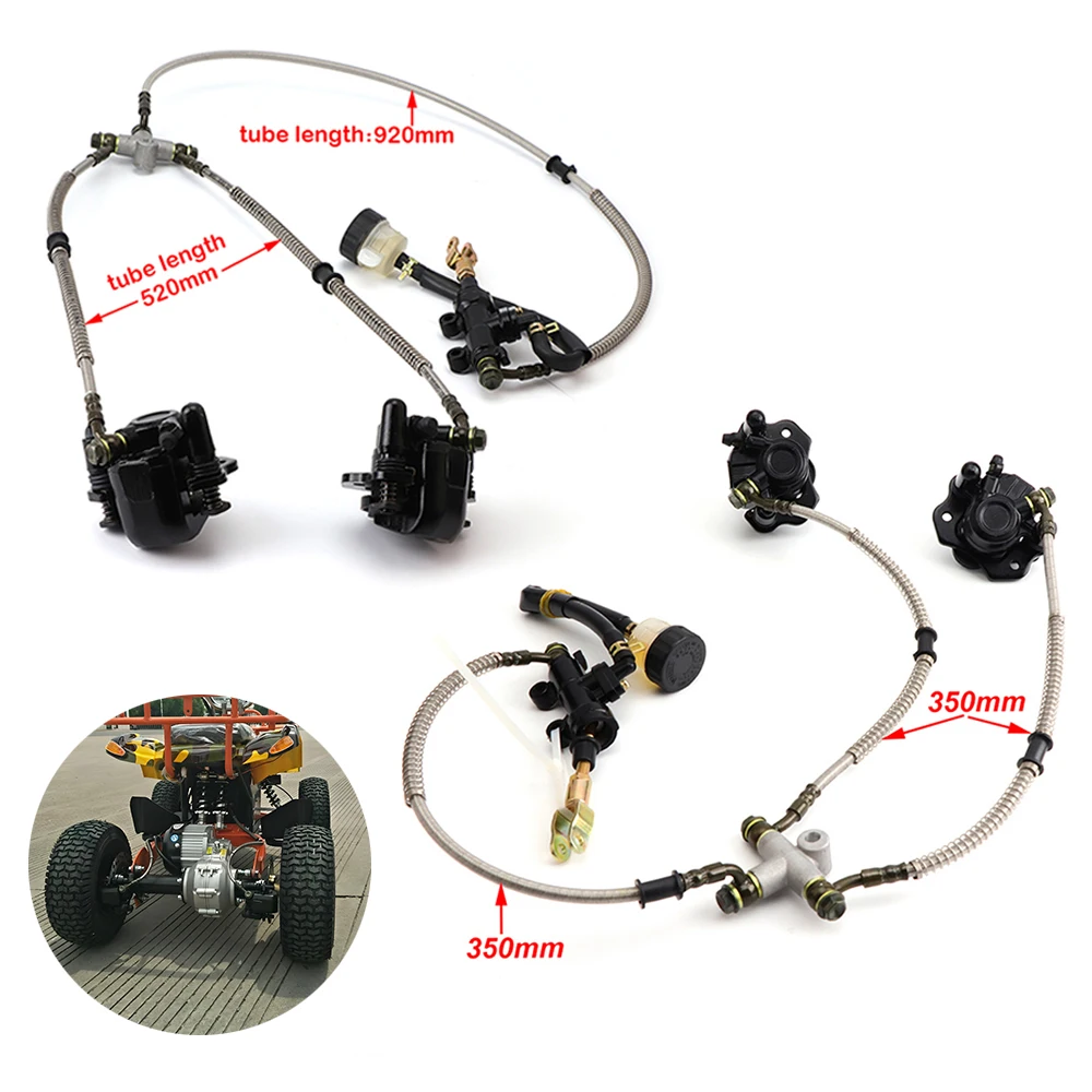 Hydraulic Rear Twin Foot Brake Caliper Master Cylinder Assembly for 150cc-250cc Electric ATV Quad Go-Kart UTV Buggy - Golf
