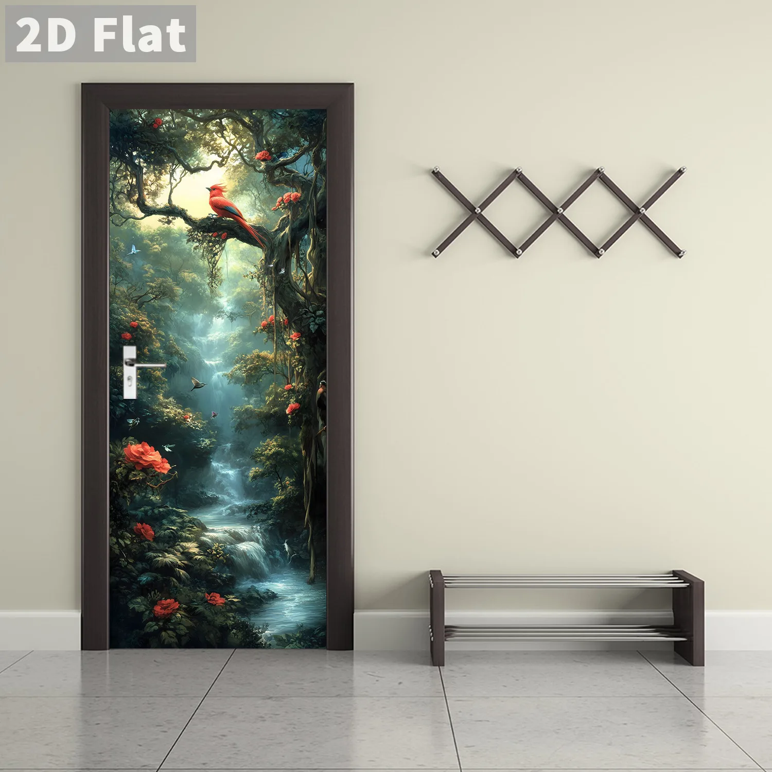 Creative Wood Door Elevator Makeover 3D Sticker Horse Head Decal Bedroom Study Bathroom Wall Sticker Plant Flower