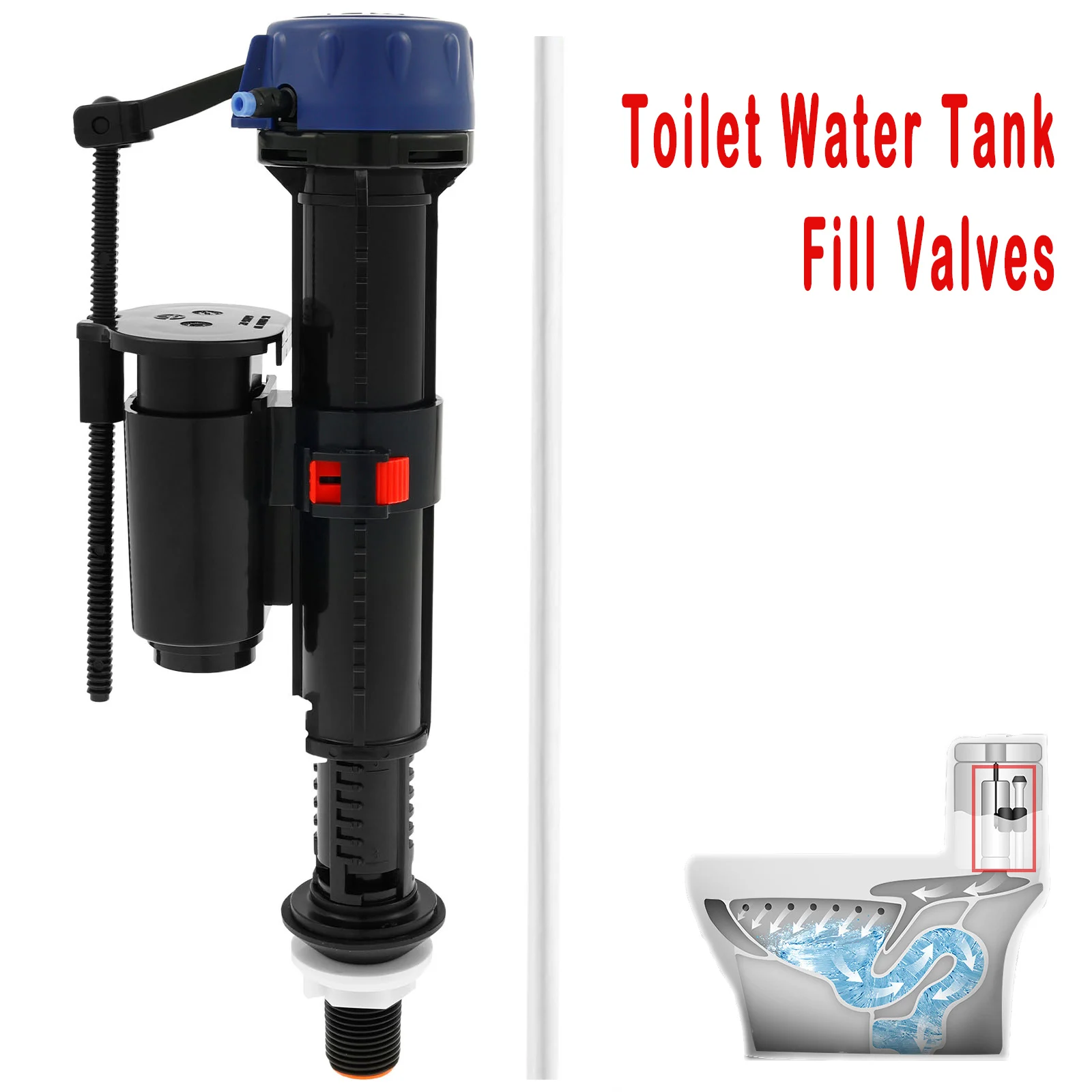 

Toilet Fill Valve Bathroom Inlet WC Accessory Parts Quiet Fill Adjustable Anti Siphon Replacement Fill Valves for 20-33cm Toilet