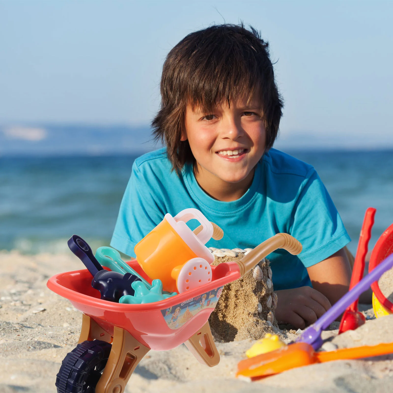 Carretilla de juguete de playa, cochecito para niños pequeños, juguetes al aire libre para niños, accesorios, arena de plástico, educativo