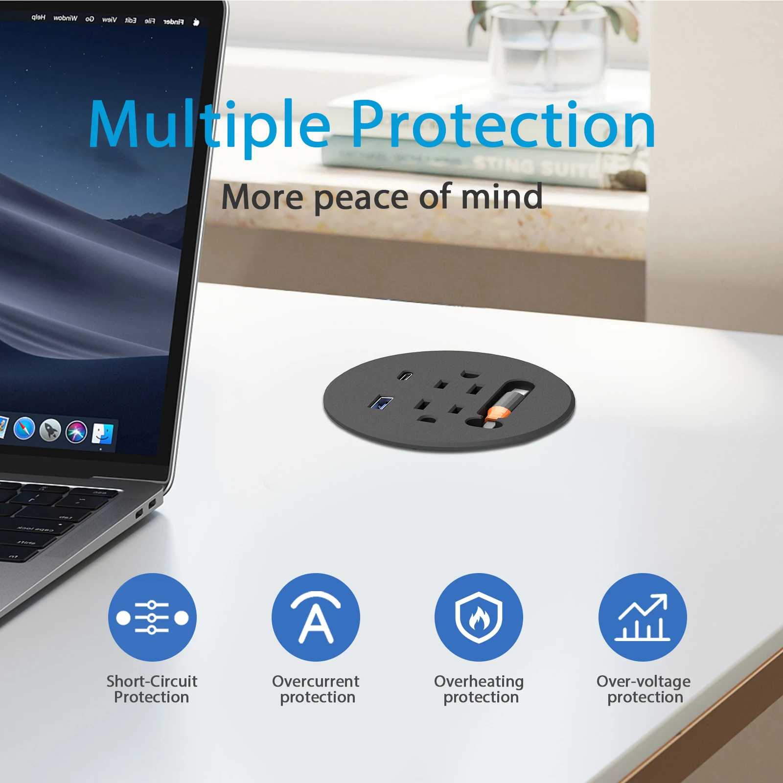 

2025 hot sale 2025 Newest USB-C PD20W Fast Charging Station with Telescopic Data Cable for Smartphone 3 Inch Recessed Power Grom