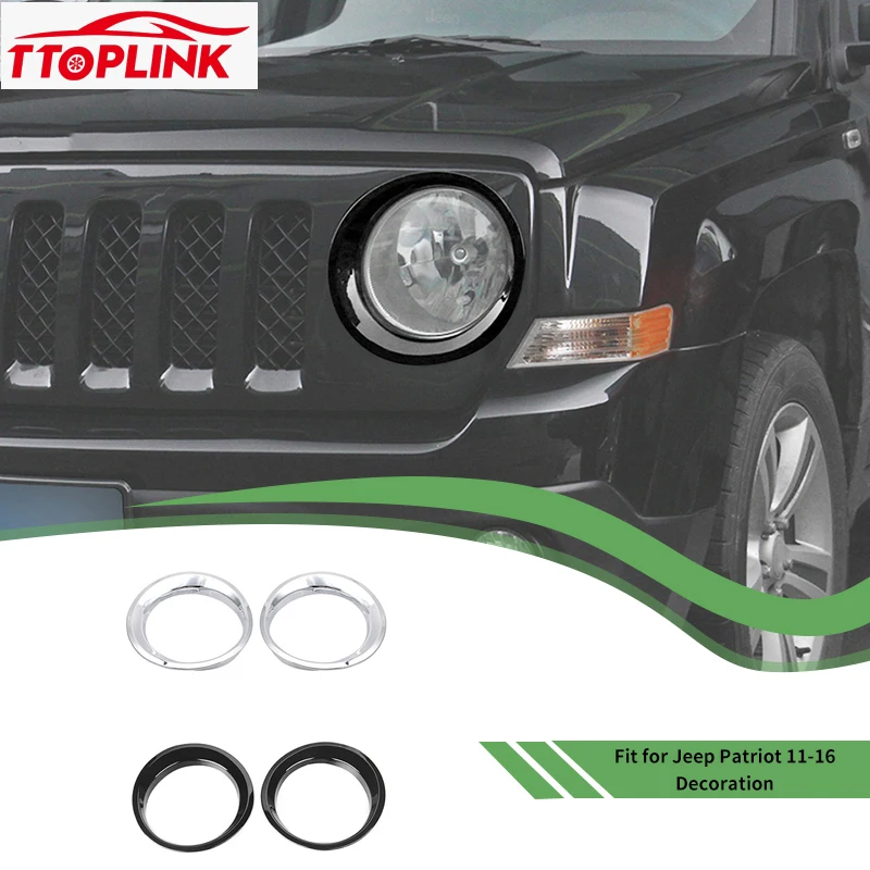 TTOPLINK ABS внешняя передняя фара кольцо декоративная крышка для Jeep Patriot 2011-2016 автомобильные аксессуары TTOPLINK ABS внешняя передняя фара кольцо декоративная крышка для Jeep Patriot 2011-2016 автомобильные аксессуары