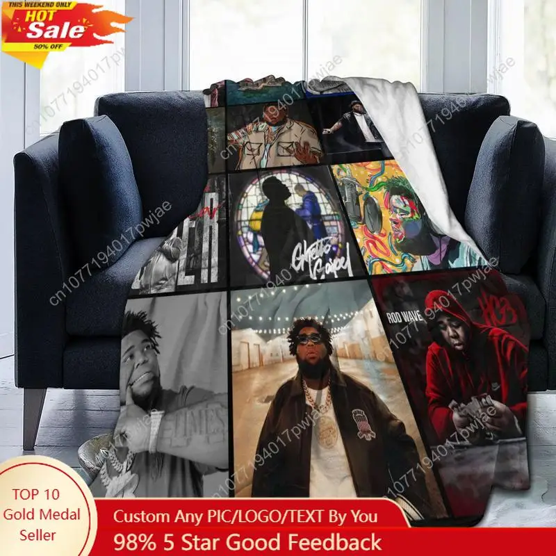 

Rod Wave Flannel American Blankets LightweightSoft Warm Blanket Plush Air Conditioned ThrowBlankets for Teen Couch Bed Sofa Livi