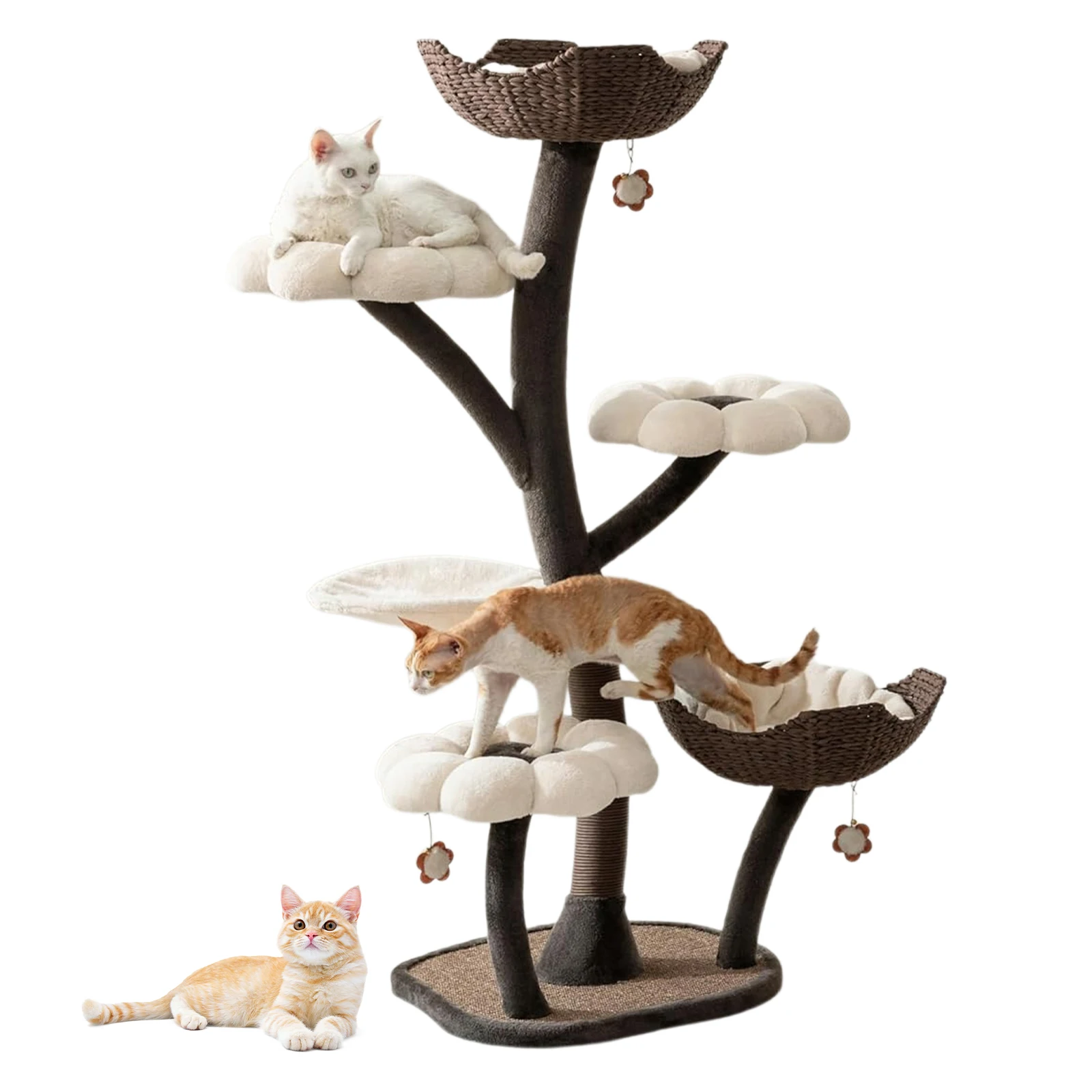 

Плетеные корзины-когтеточки для кошек 59 дюймов, в форме цветка, моющиеся, для больших домов с несколькими кошками