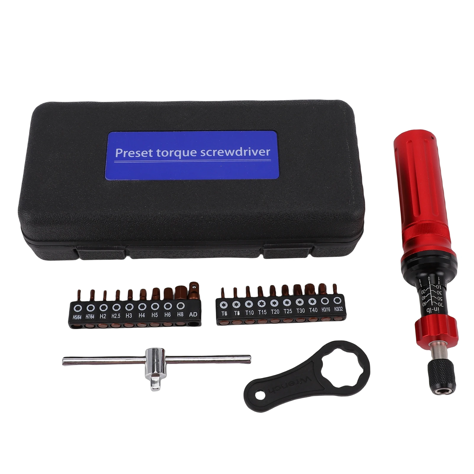 

Торсионный динамометрический ключ 10-70 дюйм-фунтов с 19 насадками и 1 адаптером для ремонта и сборки