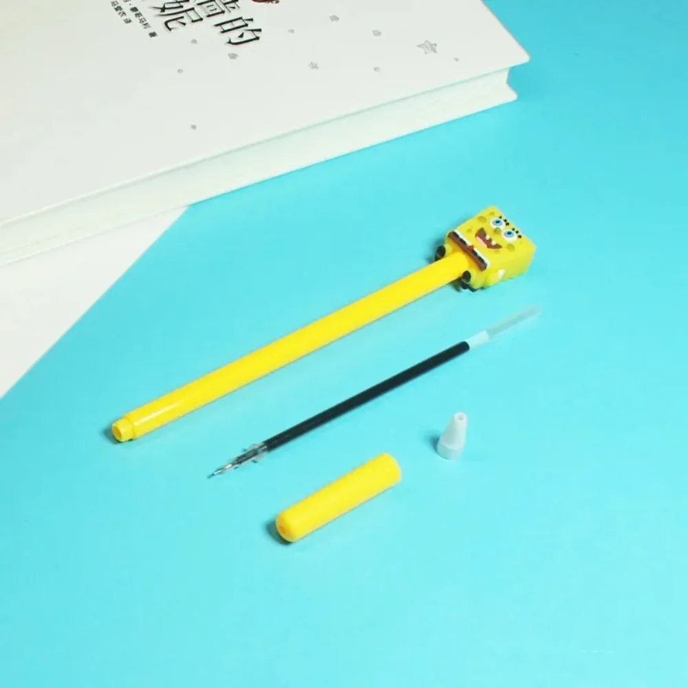 6Pcs SpongeBobs Gel Pens 0.5mm Black Carbon Pen Kawaii Students Stationery Exam Office School Supplies Cute Anime Wholesale