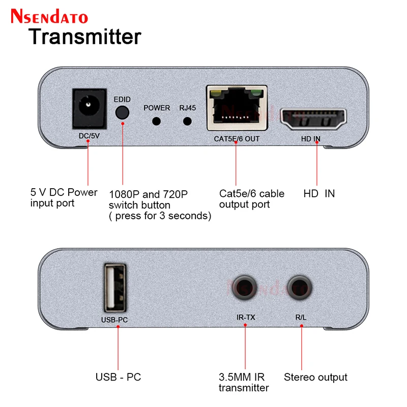 1080p HDMI KVM Extender over RJ45 Cat5e/6 60M HDMI USB KVM Extender ชุดเครื่องส่งสัญญาณสําหรับเมาส์คีย์บอร์ด PC TV Monitor