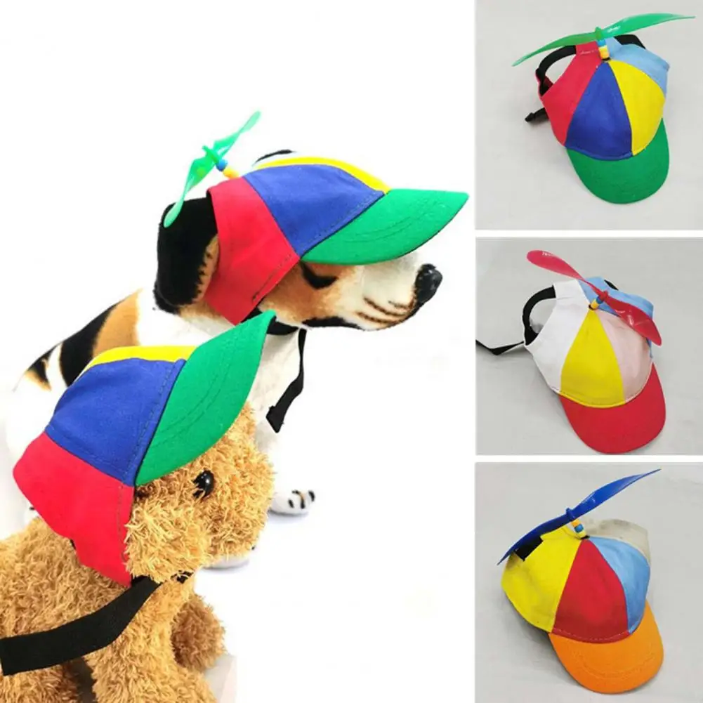 Pet Hat with Propeller Design Colorful Splicing Pet Hat Colorful Pet Propeller Hat for Summer Fun Adorable Sunproof Dog Baseball