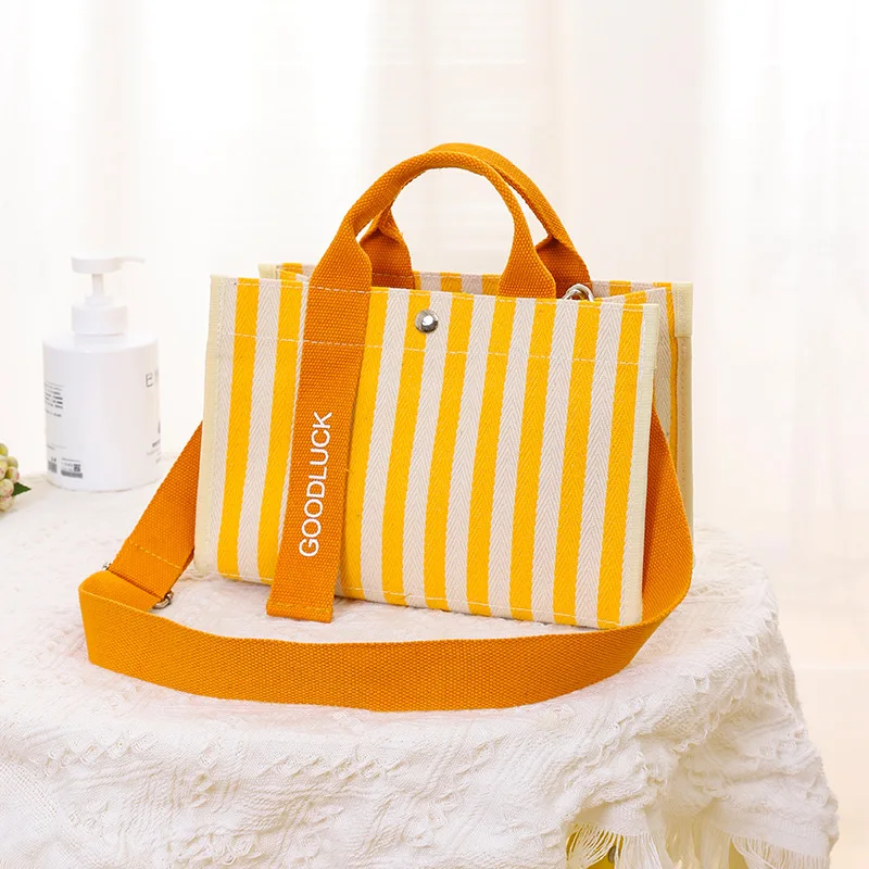 

New Sle Casual Canvas Tote Bag Waterproof Commuter Crossbody Bag Faionable Striped Large Capaci Handbag for Youth