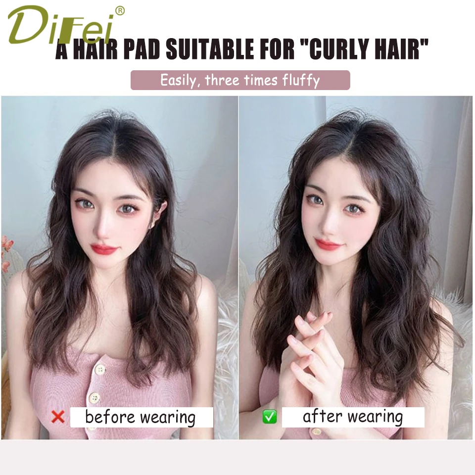 DIFEI Synthetic Wig Women's Two-piece Hair Patch Naturally Increases The Amount Of Hair Patch Water Ripple Replacement Patch