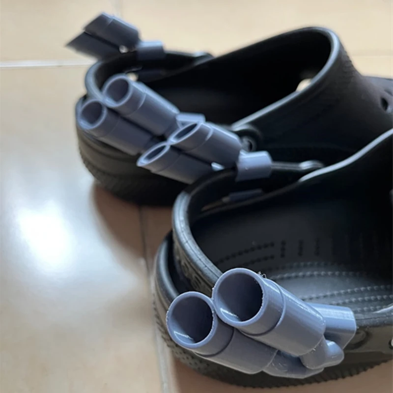 1pair Twin muffler exhaust For Crocs Noticeable Shoe Charm Accessories Christmas Gift For Friends