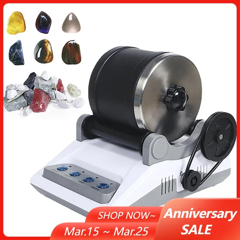 Rock Tumbler Kit DIY Electric Rock Tumbler Toy with Rough Gemstones Polishing Grits for Adult Kids Polishing Machine 220V 110V