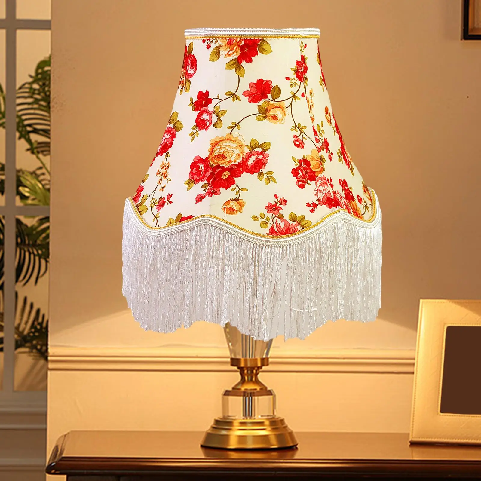 Fringe Lamp Shade Retro for Table Lamp with Beads European Lampshade for Home Restaurant Living Room Bedroom Dining Room