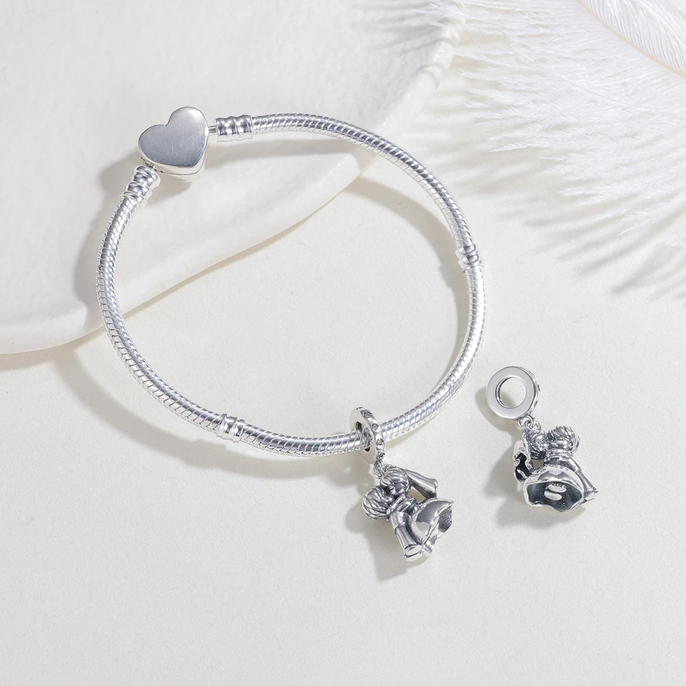 New 925 Sterling Silver Charms Wedding Groom And Bride Hug Pendant Fits Original Bracelet DIY Jewelry Outfit Gift For Women