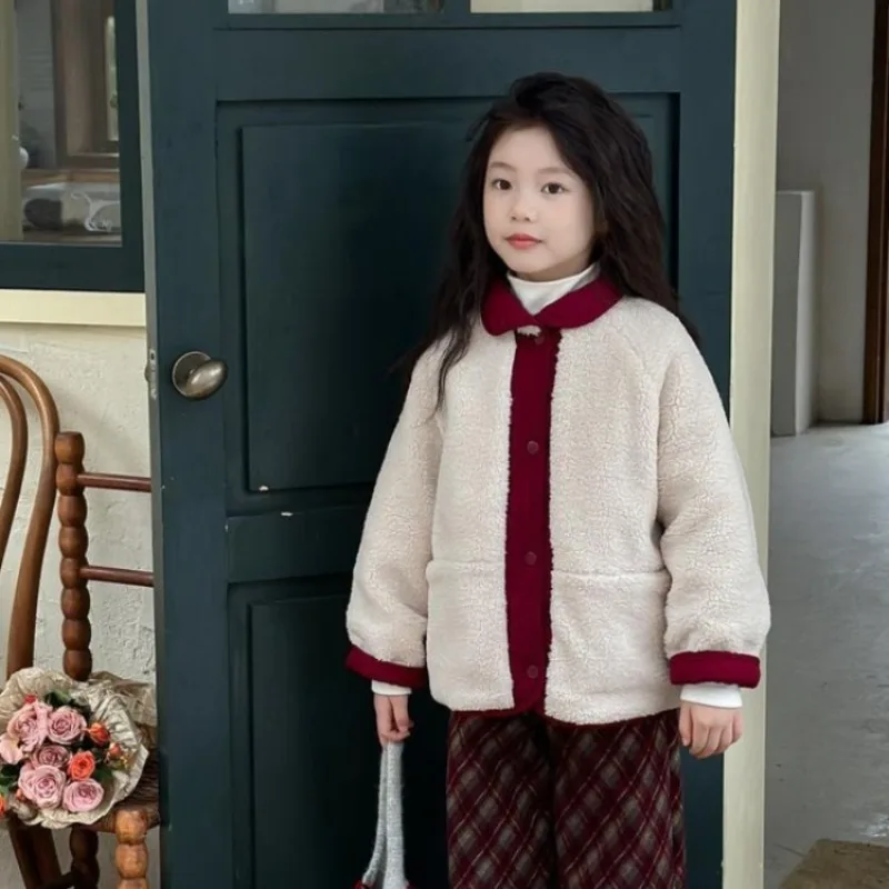 

2025 New Winter Girl's Thickened FleeceLined Reversible Puffer Coat Warm Casual Kids Jacket