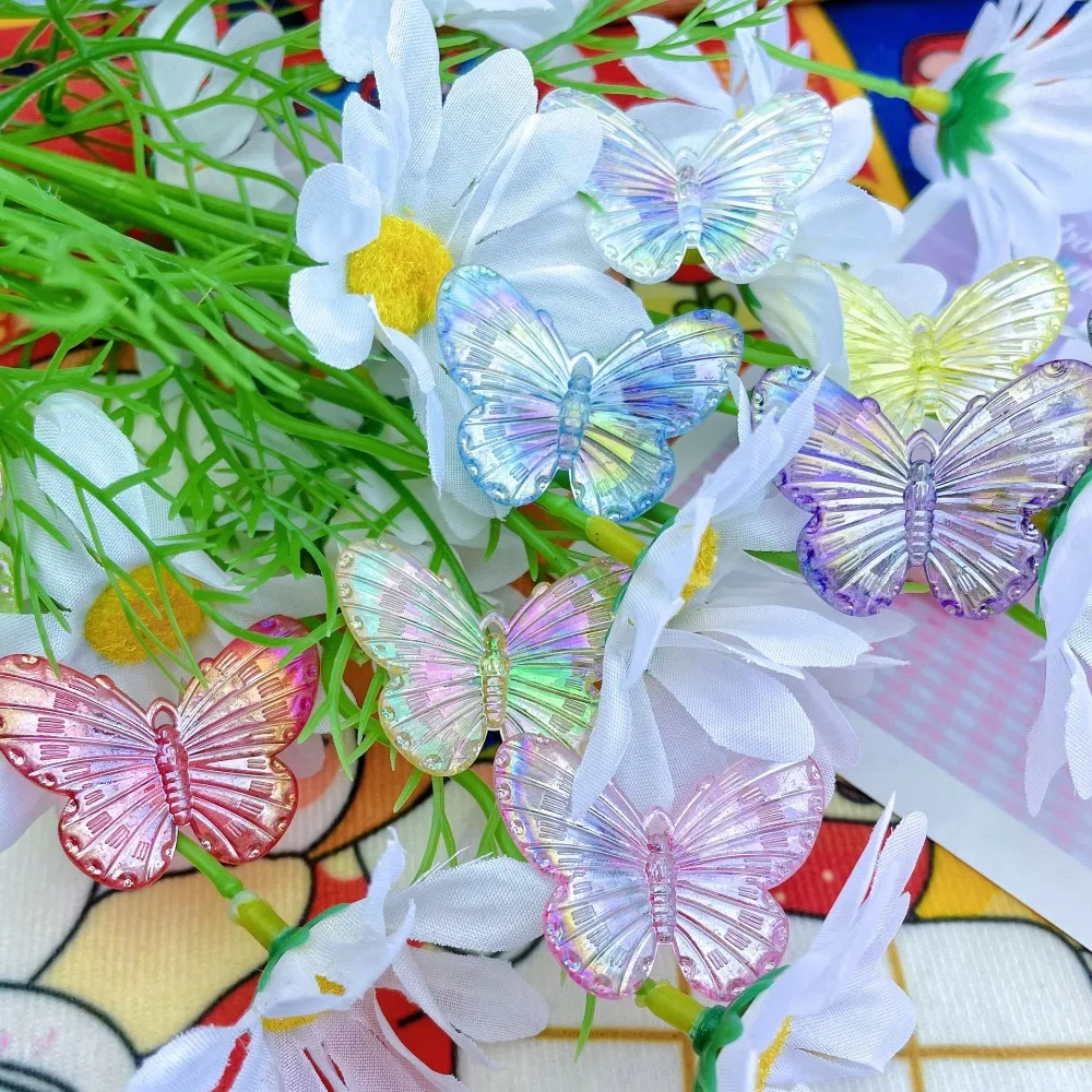 

Acrylic Plated Transparent Butterfly, 20pcs DIY Hanging Hole Beaded Material Hairpin, Mobile Phone Case Decorative Accessories