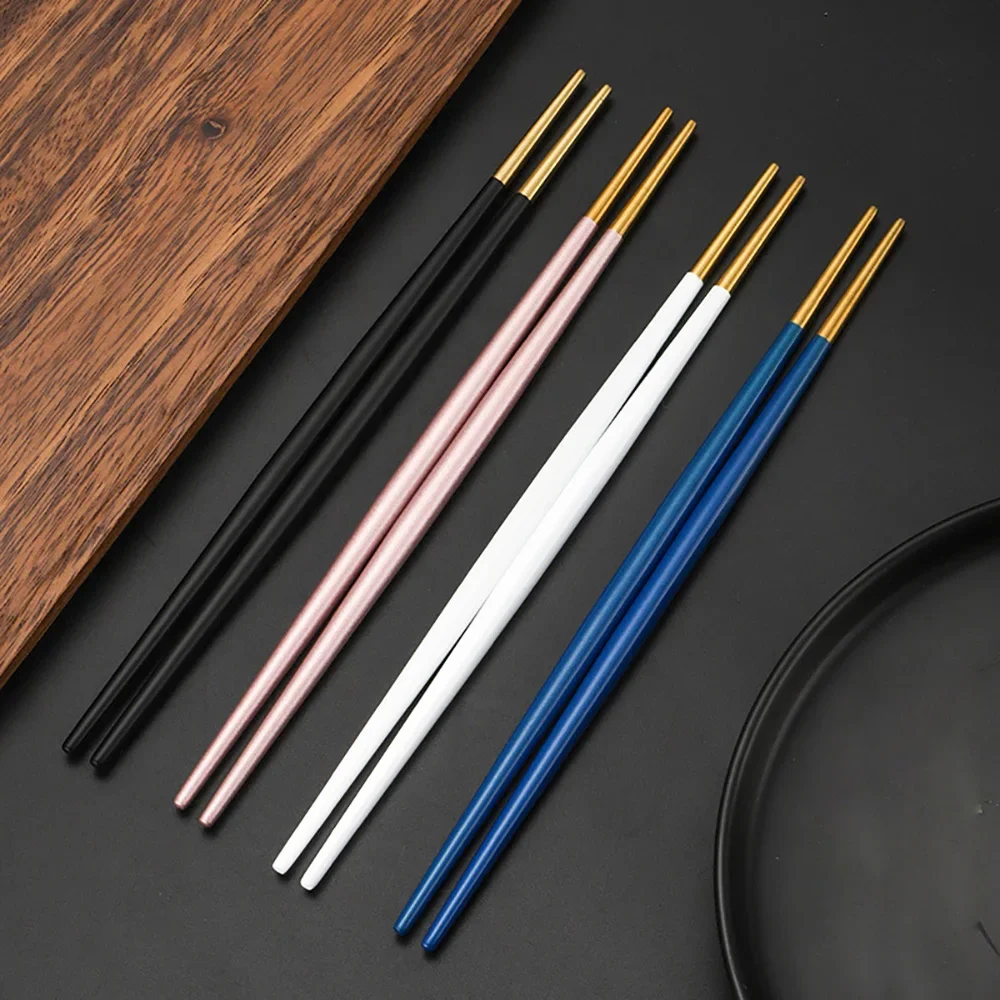 Multicolor 1 Pair Japanese Chopsticks Stainless Steel Chopsticks Metal Chop Sticks Tableware Wedding Party Festival Supplies