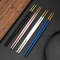 Multicolor 1 Pair Japanese Chopsticks Stainless Steel Chopsticks Metal Chop Sticks Tableware Wedding Party Festival Supplies