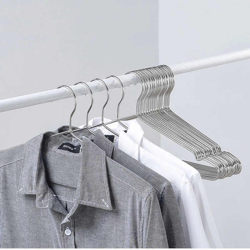 NEW 10-20pcs Stainless Steel Anti Slip Coat Hanger For Adult Clothes Organizer Wardrobe Organizer Balcony Metal Drying Rack