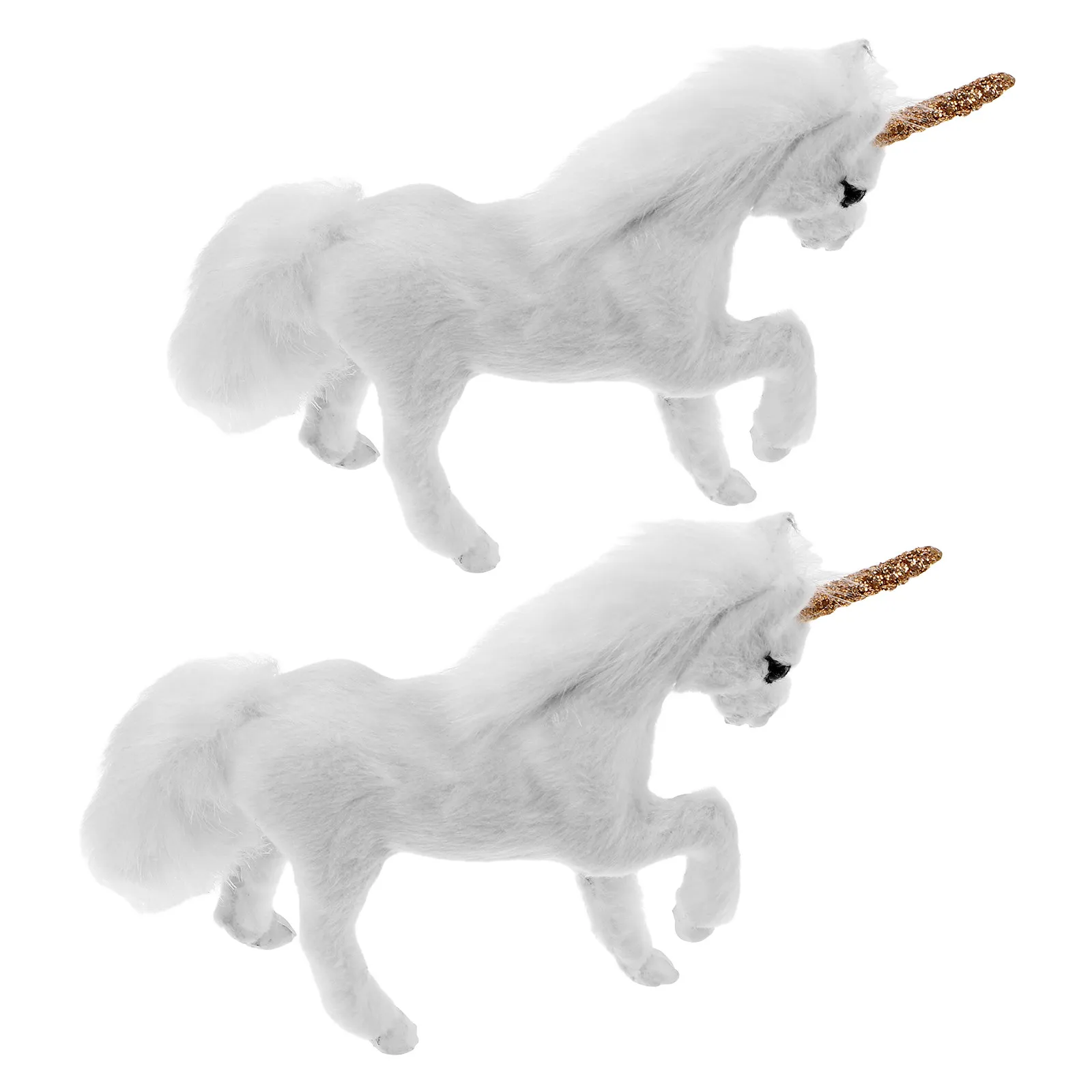 2Pcs Standing Unicorn Ornament Lifelike Detail Vibrant Color Soft Faux Wool Texture Miniature Statue for Bedroom Living Room
