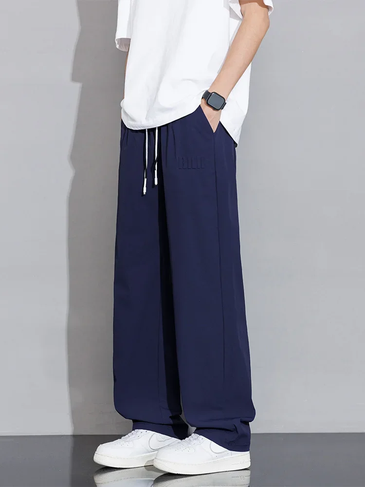 2025 ฤดูร้อนผู้ชาย Sweatpants ไนลอนน้ําหนักเบา Spandex ผ้าไหมน้ําแข็ง Cooling กางเกง Quick Dry ตรงกางเกงกีฬา