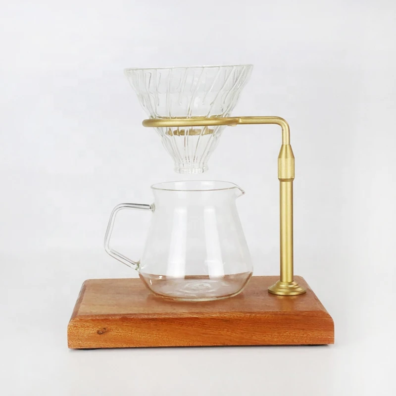 

Brass And Solid Wood Pour Over Coffee Stand Coffee Percolator Holder Stand Hand Drip Line Household Coffee Stand