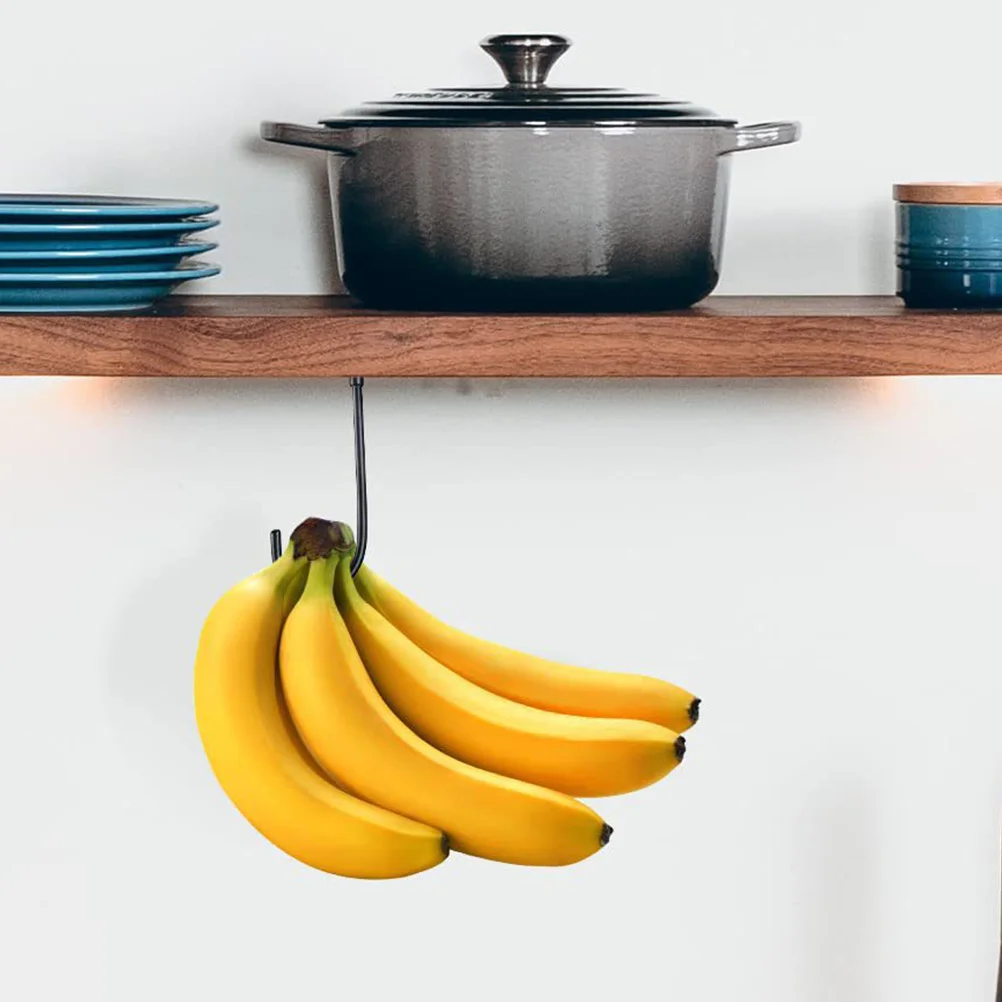 Ceiling Mounted Rotating Banana Hook Black Kitchen Cabinet Under Hanger Fruit Rack Extend Freshness Term Use