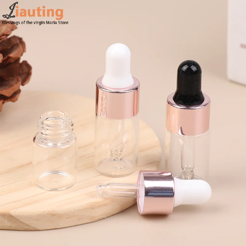 1-5ml Dropper Bottles Reagent Eye Drop Transparent Glass Aromatherapy Liquid Pipette Bottle Refillable Bottles Travel