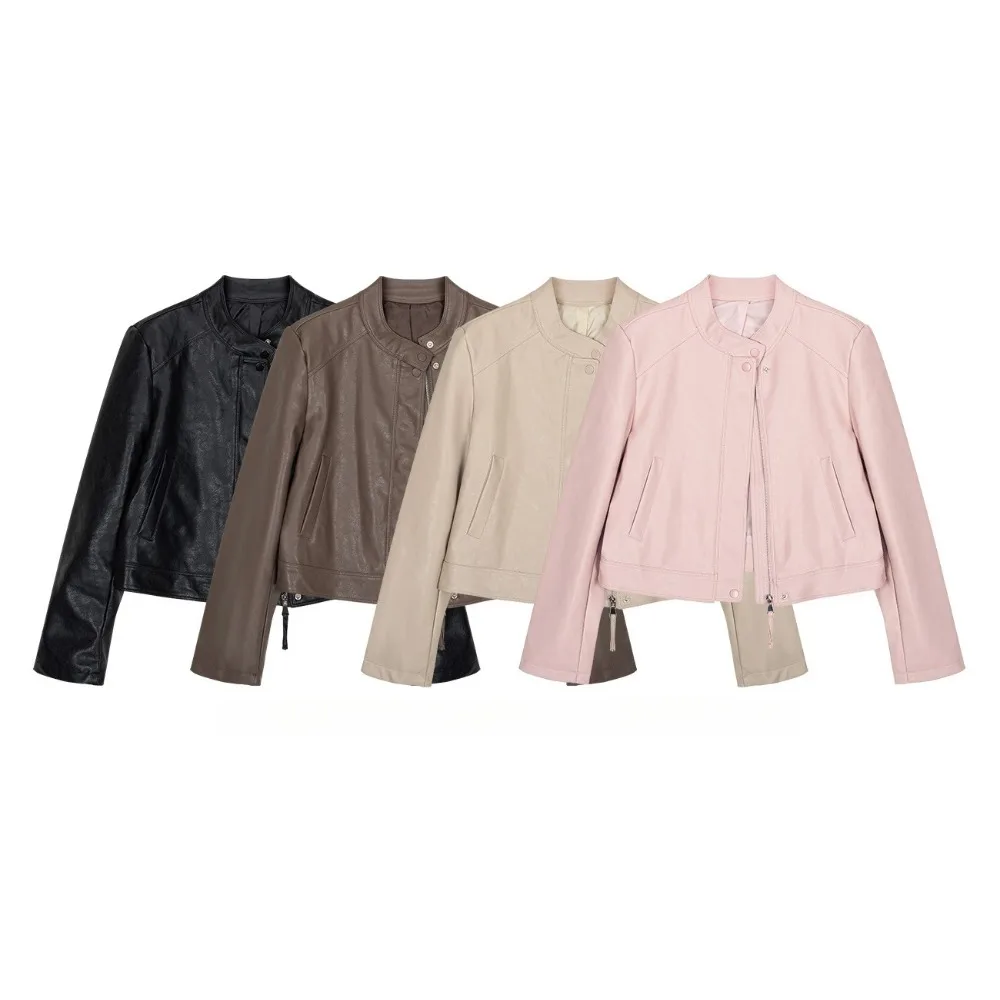 

Fashion Leather Jackets Faux Leather Clothes Lady High Quality Women's Clothing Leather Top Luxury Outwears Leather Trench Coat