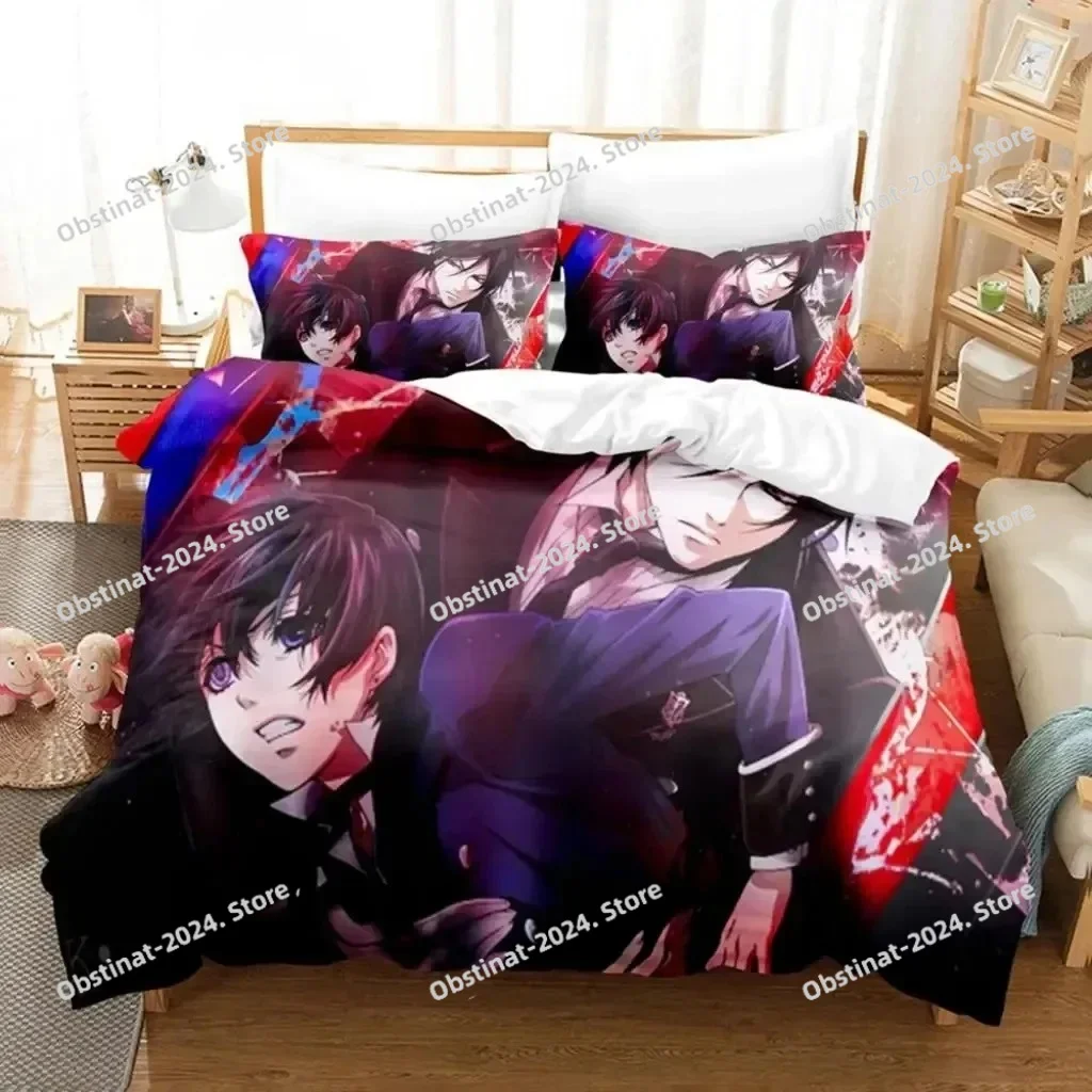 

Anime Black Butler Sebastian Printed Bed Set Duvet Cover Pillowcase Bedding Set Bed Linen Sheet Quilt Cover Full Queen King Size