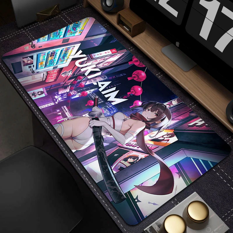 Alfombrilla de ratón grande para Gamer YUki Aim, alfombrilla de ratón de goma de Anime, alfombrilla antideslizante para teclado de ordenador, alfombrilla de escritorio con impresión HD, 900x400mm