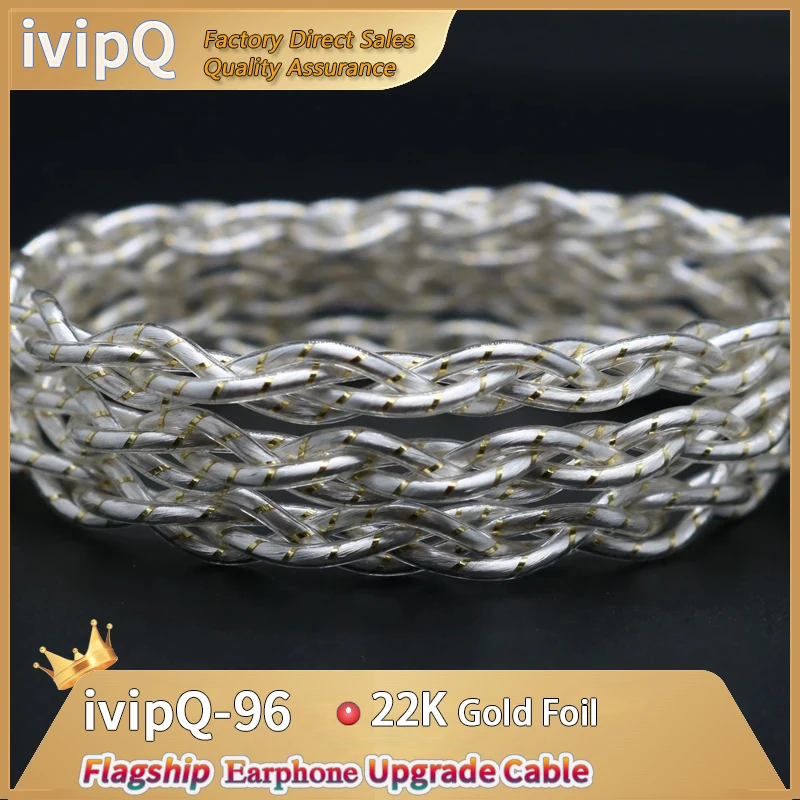 Imagem -02 - Ivipq Cabo Emblemático Núcleos Litz Prata Esterlina Paládio Mais 22k Folha de Ouro Fone de Ouvido Atualização Fio com Mmmcx 0.78 mm 2pin para Akg