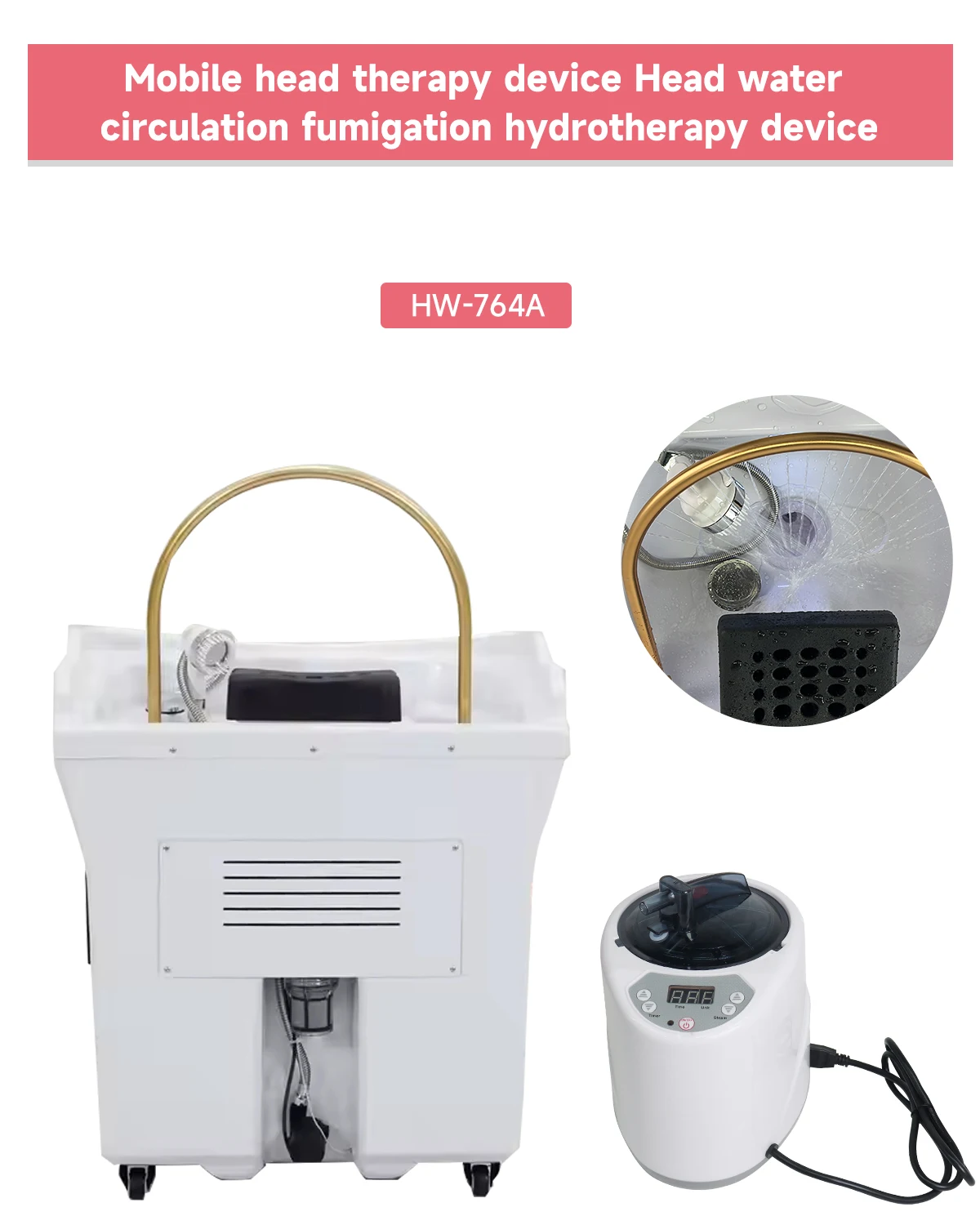 Sillón Lavacabezas Portátil con Circulación de Agua para Estilistas, Spa Capilar y Lavado de Cabello, Mueble de Salón
