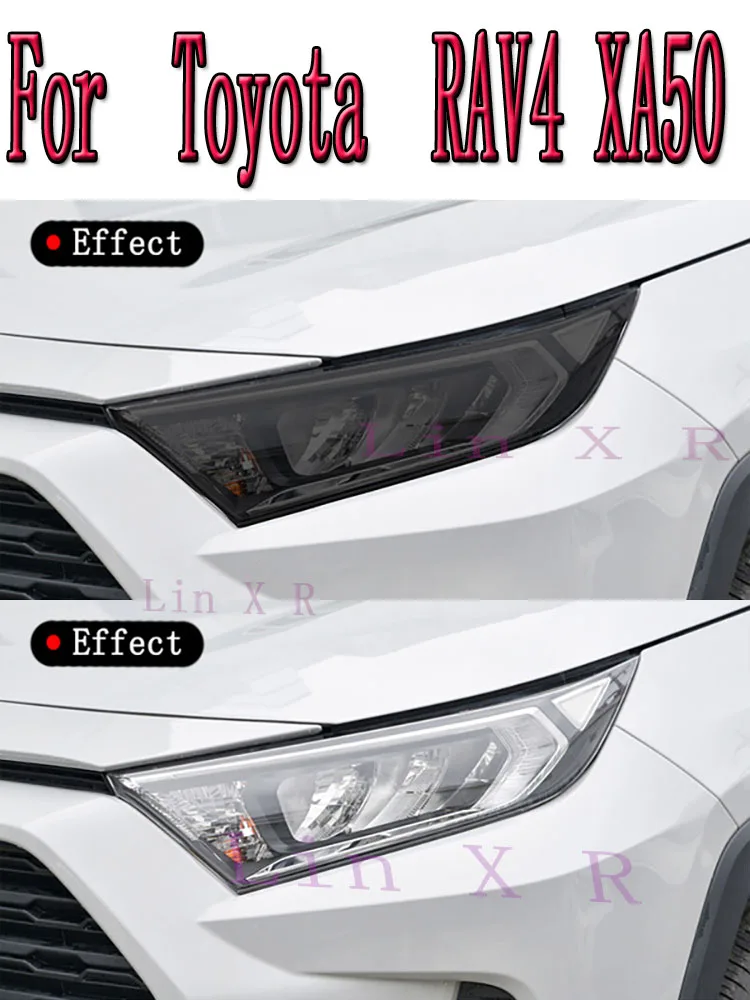 

2 Pcs Car Headlight Protective Film Front Light Transparent Smoked Black TPU Sticker For Toyota RAV4 XA50 2019 2020 2021 2022