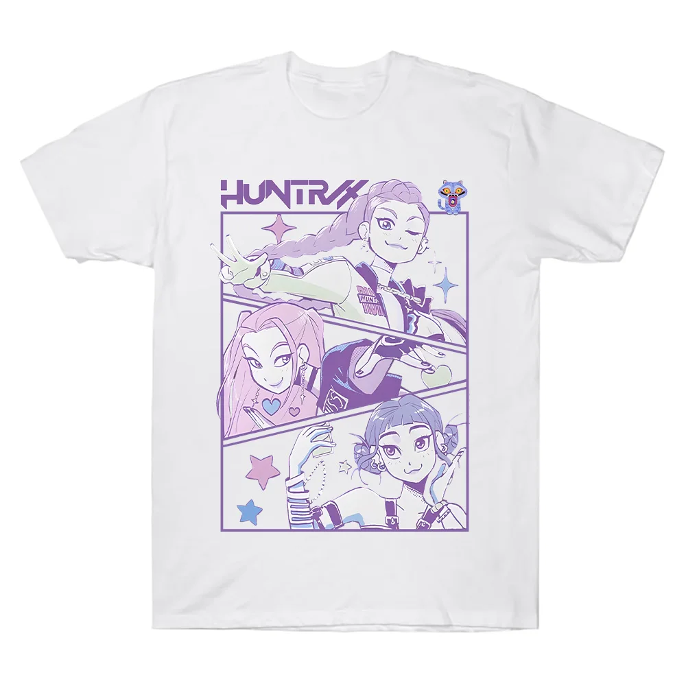 KPop شيطان الصيادين طباعة الجرافيك القطن التي شيرت الصيف Y2K النساء الرجال الملابس الساخن أنيمي الجمالية قصيرة الأكمام مريحة تي شيرت
