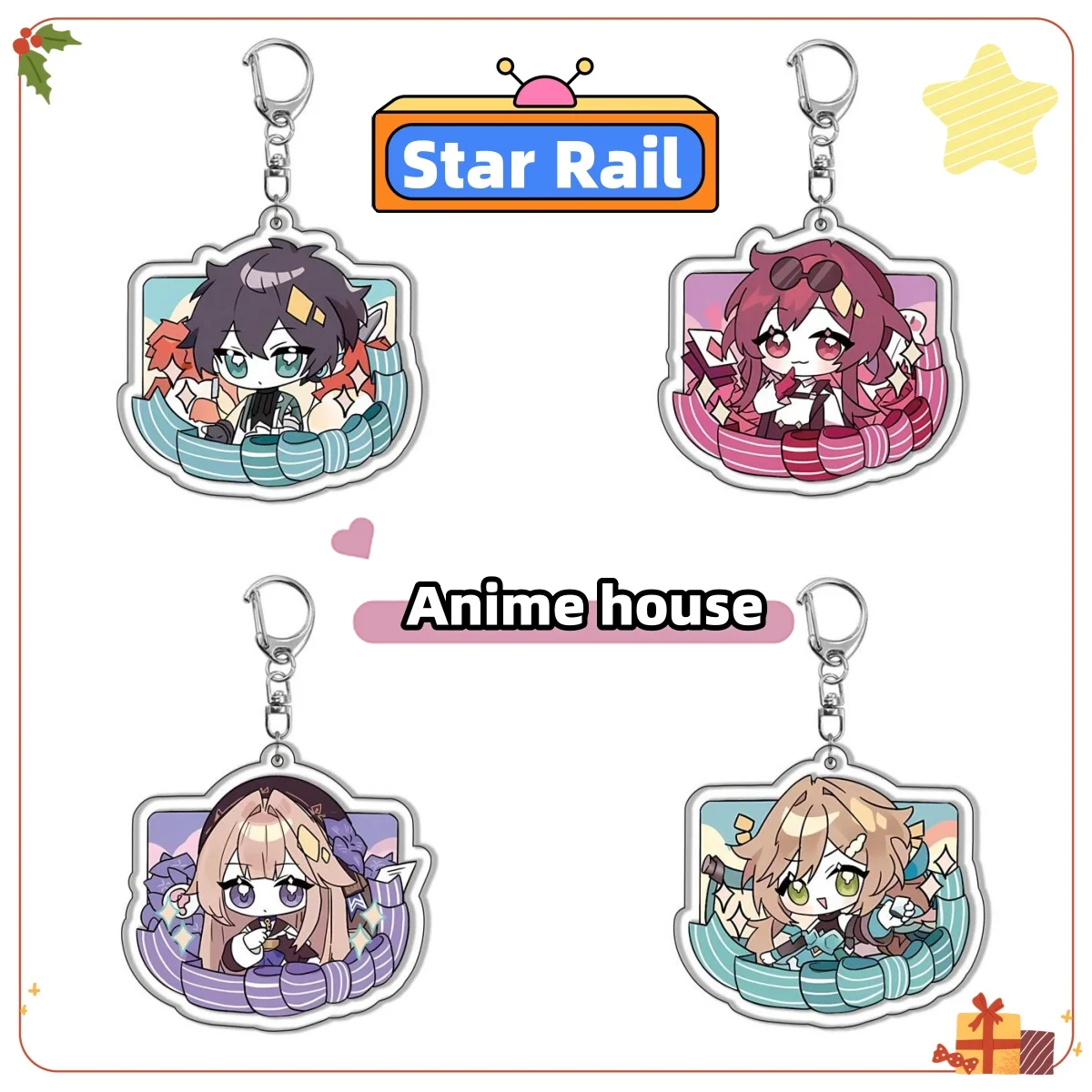 

Anime Star Rail Ruan Mei's Creation Critter Pick Cats Cakes Acrylic Keychain Accessories Gift