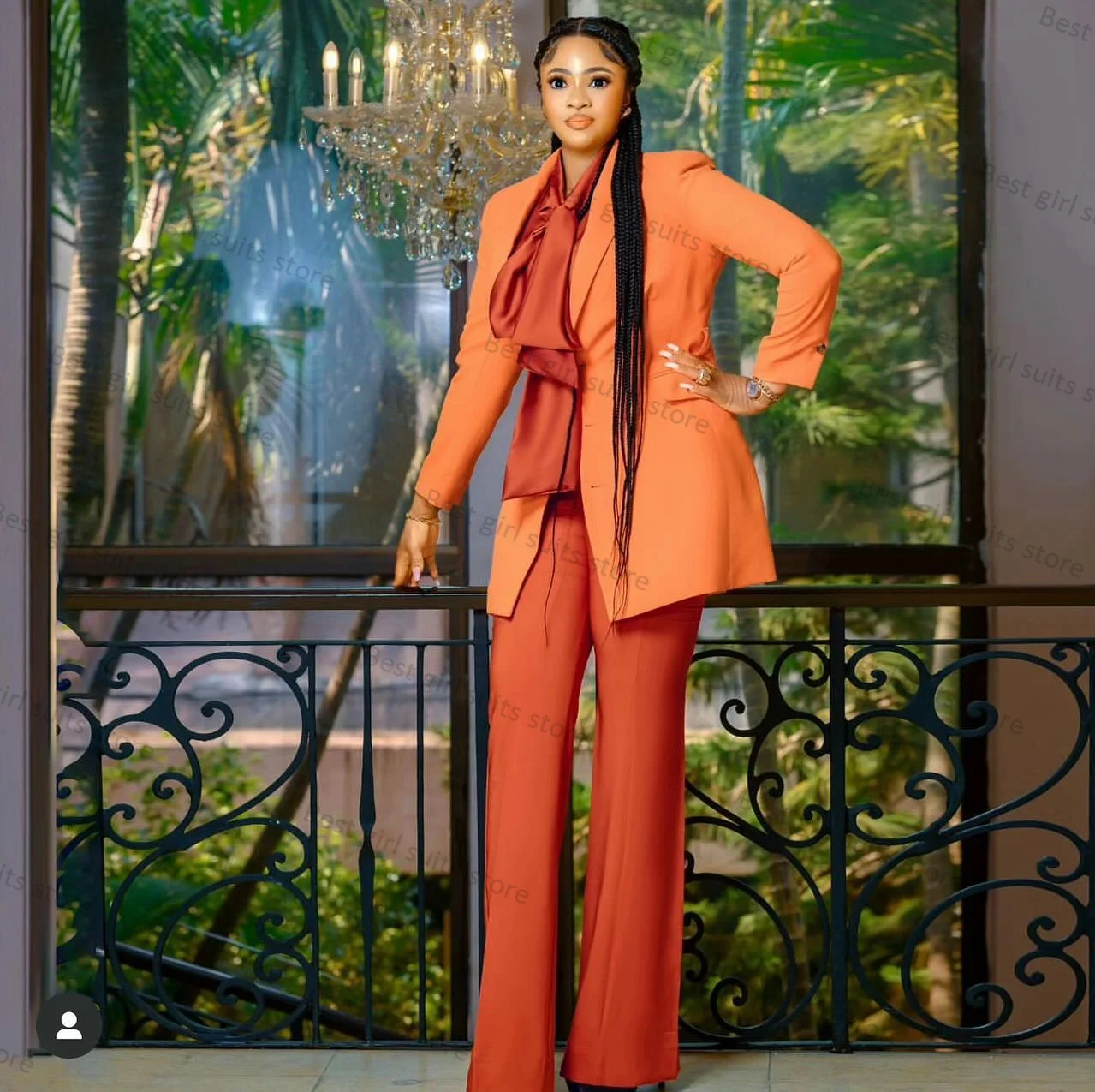 

Orange Women Suit Blazer Set 2 Piece Jacket+Pants Formal Office Lady Wedding Tuxedo Tailor Made Coat Slim Fit Prom Dress