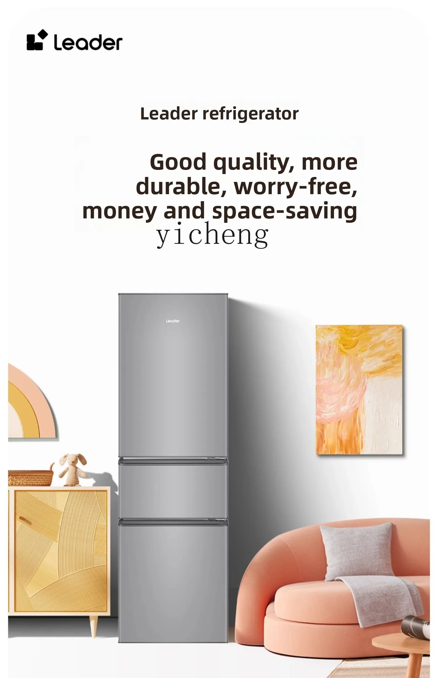 

TQH commander 218L three-door energy-saving rental dormitory household ultra-thin small refrigerator