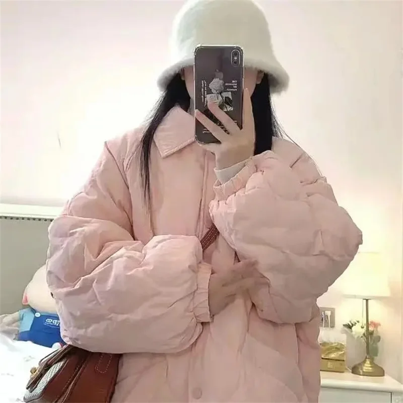 Add Fat Plus 300 Pounds of Bread Coat Cotton-Padded Woman 2023 Winter Korean Version of Thin lazy Wind Cotton-Padded Jacket Ins