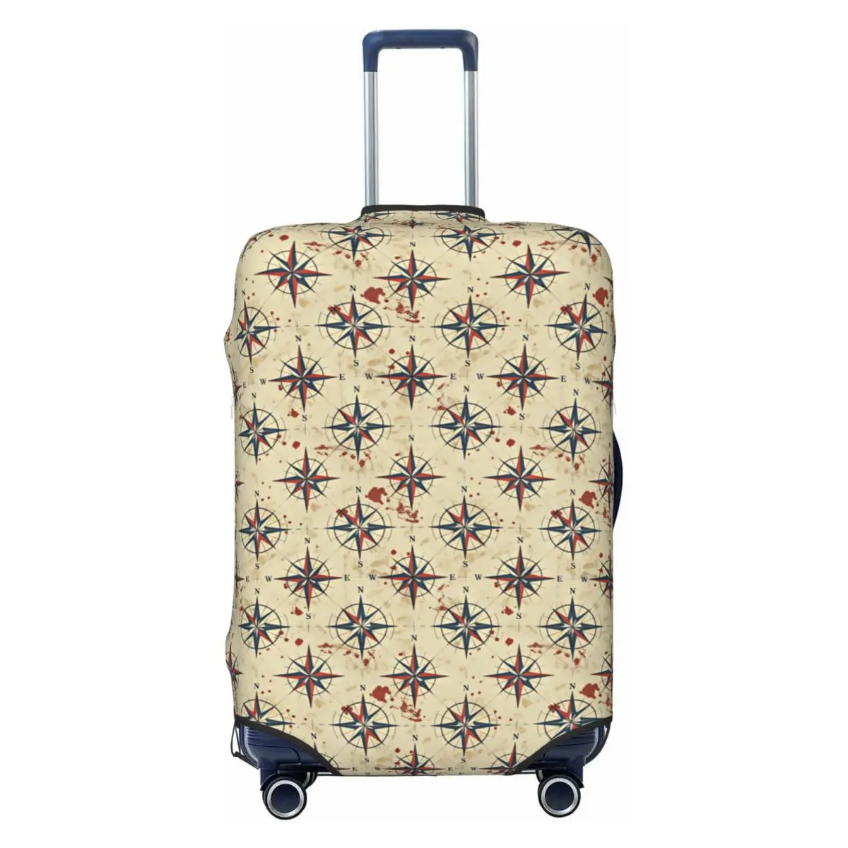Custom Vintage Nautical Compass Rose Print Luggage Cover Protector Elastic Travel Suitcase Covers