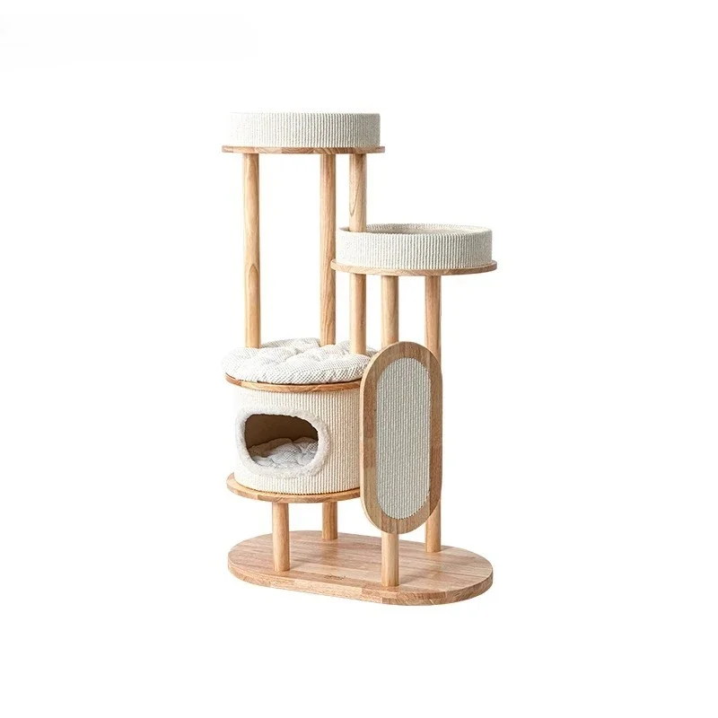 

Cat climbing frame, nest, tree integration, solid wood column cat frame for home use, rubber wood cat toys
