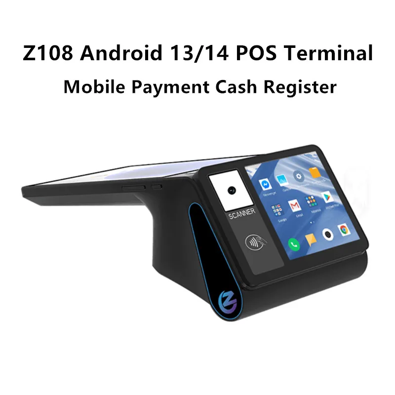 

Dual screen Z108 Android 13/14 POS terminal mobile payment cash register with 4G NFC Scanner Wifi BT GPS 58/80mm thermal printer