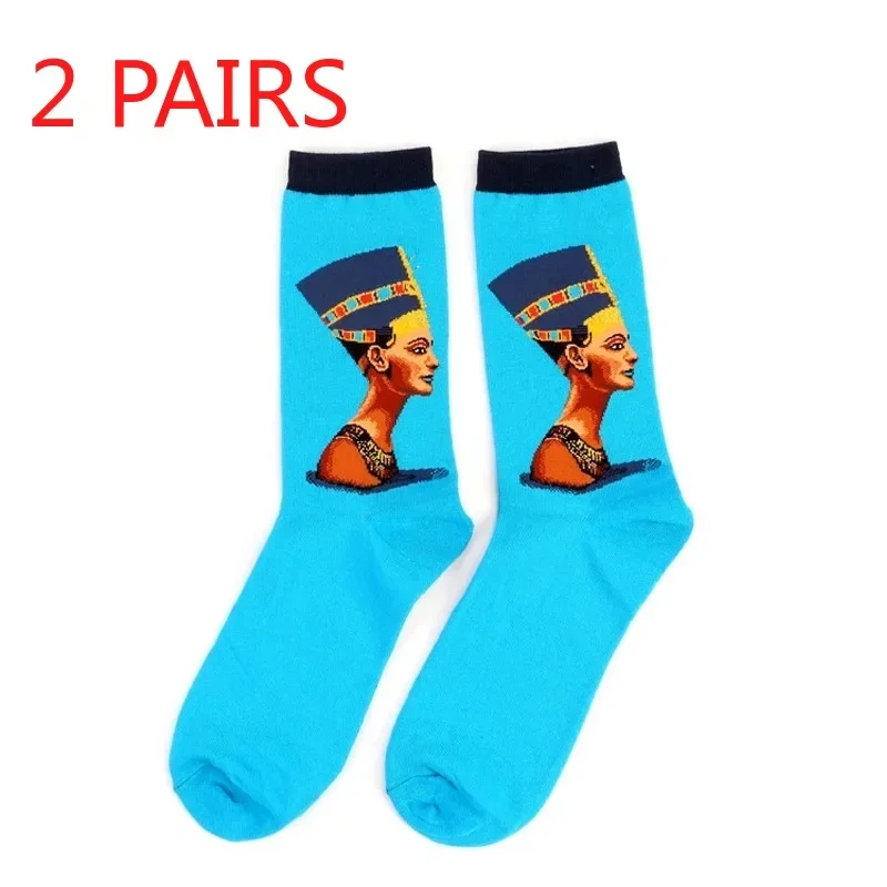 Hot Starry Night Autumn Winter Retro Women Personality Art Van Gogh Mural World Famous Painting Male Socks Oil Funny Happy Socks image 3