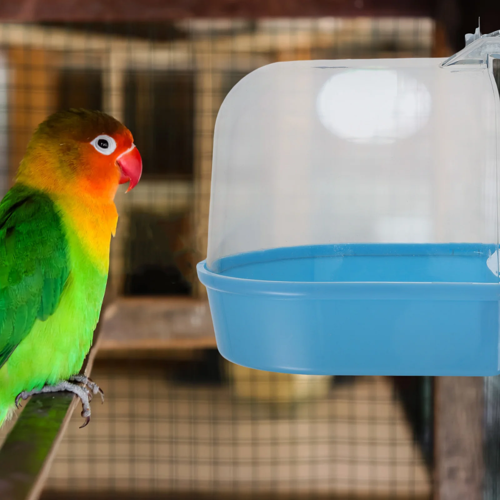 

Bath Basin Plastic Hanging Bathtub For Cage Parrot Bathing Box Small Bird Showering Cube Leakproof Pet Bird Tub Reusable