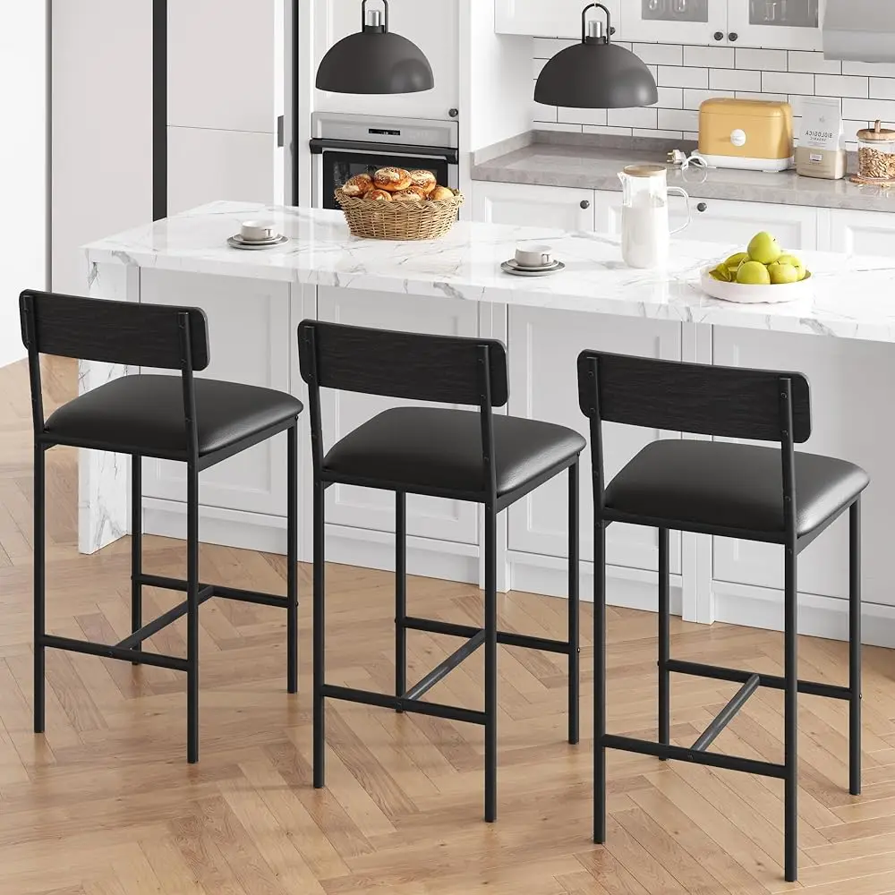 

Bar Stools Set Of 2, Barstool Set Of 2, 25.5 Hes Upholstered Bar Chairs For 2, Counter Height Bar Stools Set For Island,