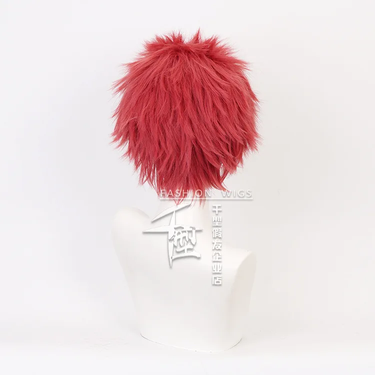 Akaza Косплей Парик Красные Колючие Синтетические Волосы Для Мужчин Аниме Ролевые Игры 30 см Короткие Парики Comic-con Сценическое Платье Аксессуары Для Костюмов